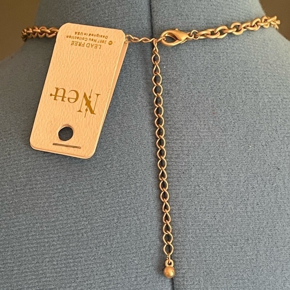 NWT Orange Rhinestone Gold Beaded Statement Necklace - Picture 3 of 3